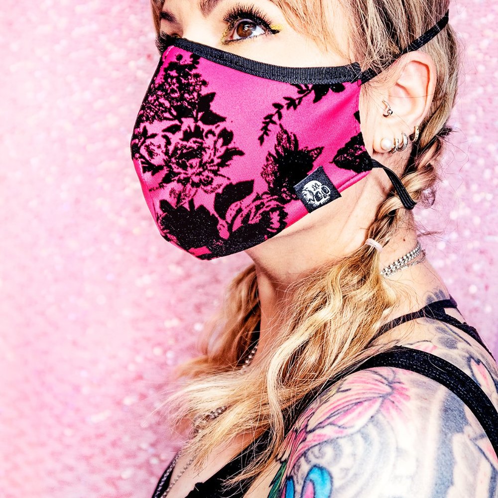 Face Mask Pink Flocked Rose NIB